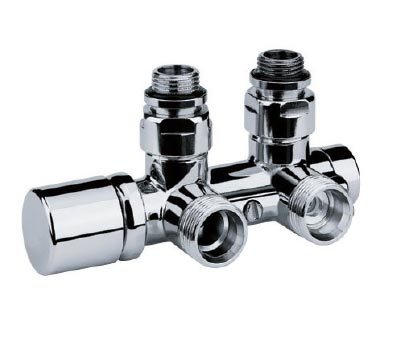 Thermostatic angle valve with by-pass and lockshield